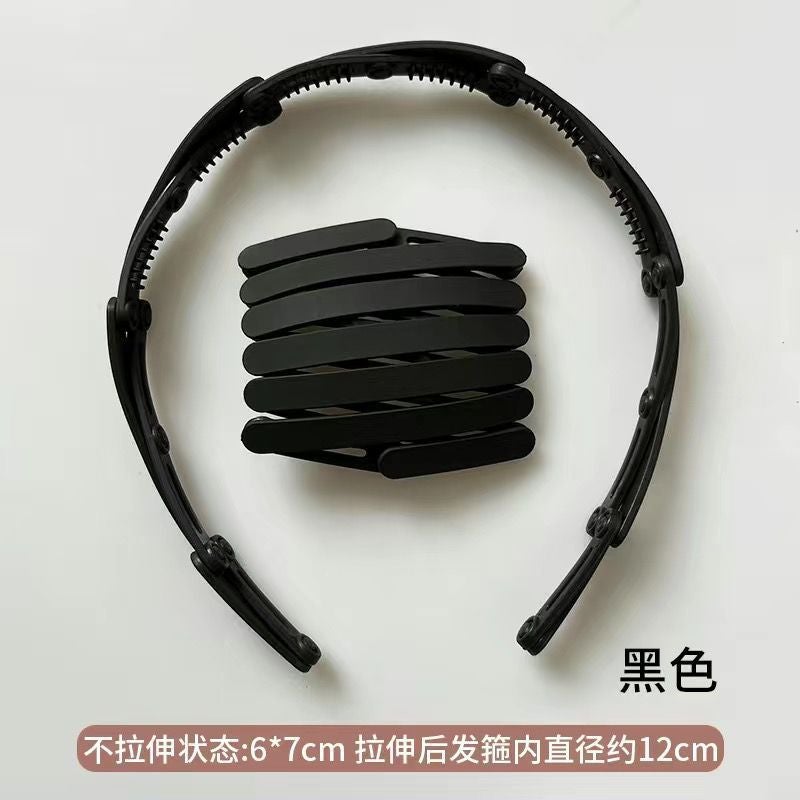 Generic Retractable Folding Headband Womens Travel Portable Face Washing Special Toothed Hair Pressing Anti-slip Broken Hair Hoop Bangs Hair Card #1 Black
