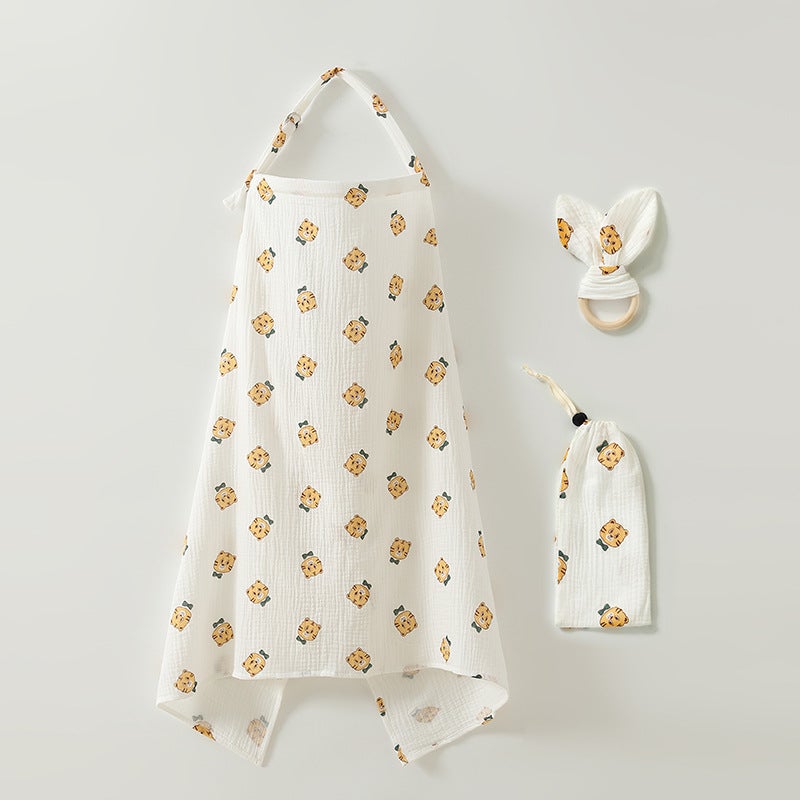 Breastfeeding Towel Mother's Breastfeeding Towel Breastfeeding Outgoing Clothes Pure Cotton Gauze Breathable Anti-Light Three-Piece Shade Cloth suit - Image 3