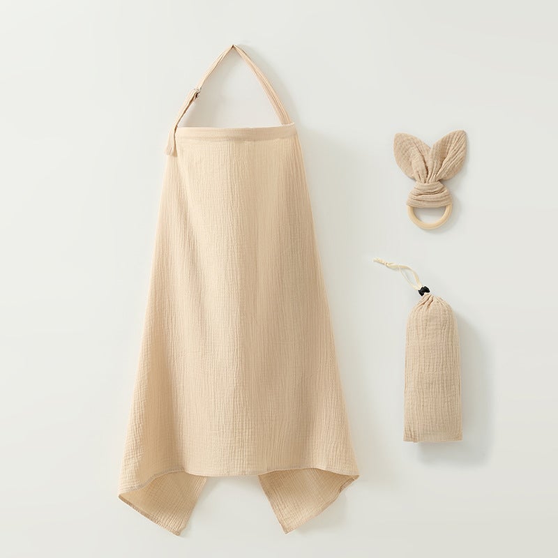 Breastfeeding Towel Mother's Breastfeeding Towel Breastfeeding Outgoing Clothes Pure Cotton Gauze Breathable Anti-Light Three-Piece Shade Cloth suit - Image 4