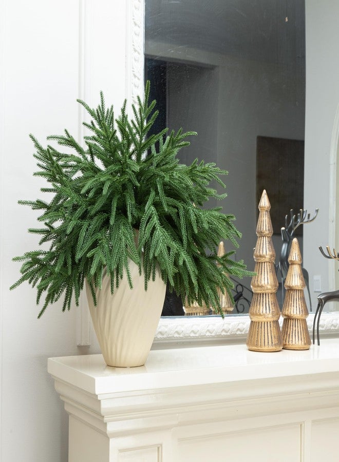 GIAUMA 12 Pcs Artificial Norfolk Pine Branches - 18" Realistic Faux Christmas Greenery Stems Fake Evergreen Cedar Picks Winter Greens for Vase DIY Crafts Garland Wreath Indoor Outdoor Holiday Decor - Image 3