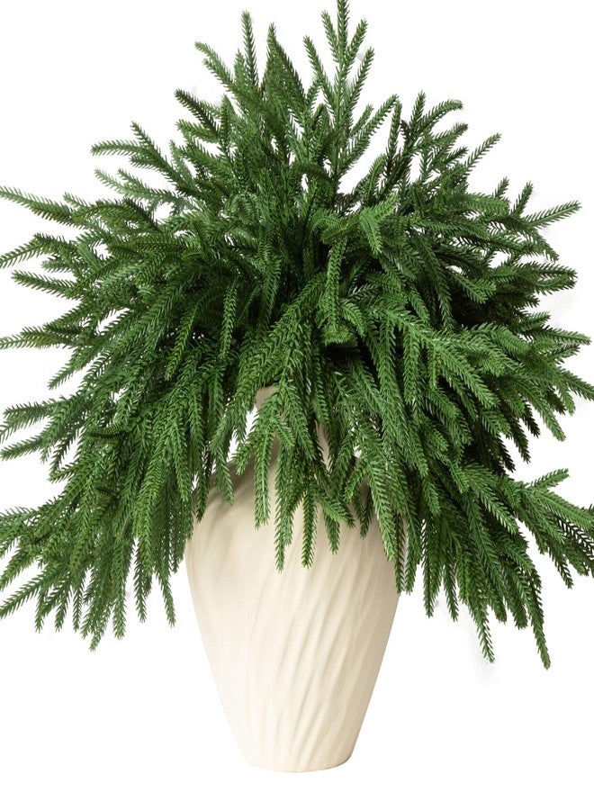 GIAUMA 12 Pcs Artificial Norfolk Pine Branches - 18" Realistic Faux Christmas Greenery Stems Fake Evergreen Cedar Picks Winter Greens for Vase DIY Crafts Garland Wreath Indoor Outdoor Holiday Decor - Image 1