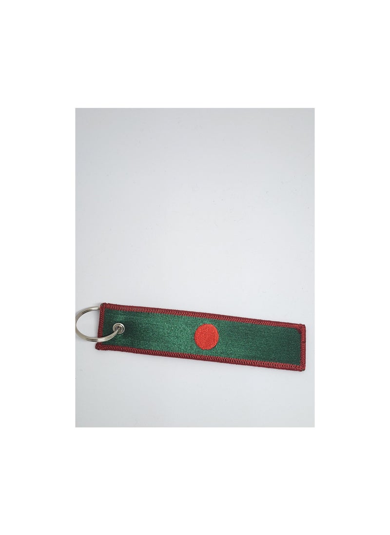 MIRFA Bangladesh Flag Keychain Tag with Key Ring 100 Percent Embroidered  - Image 1