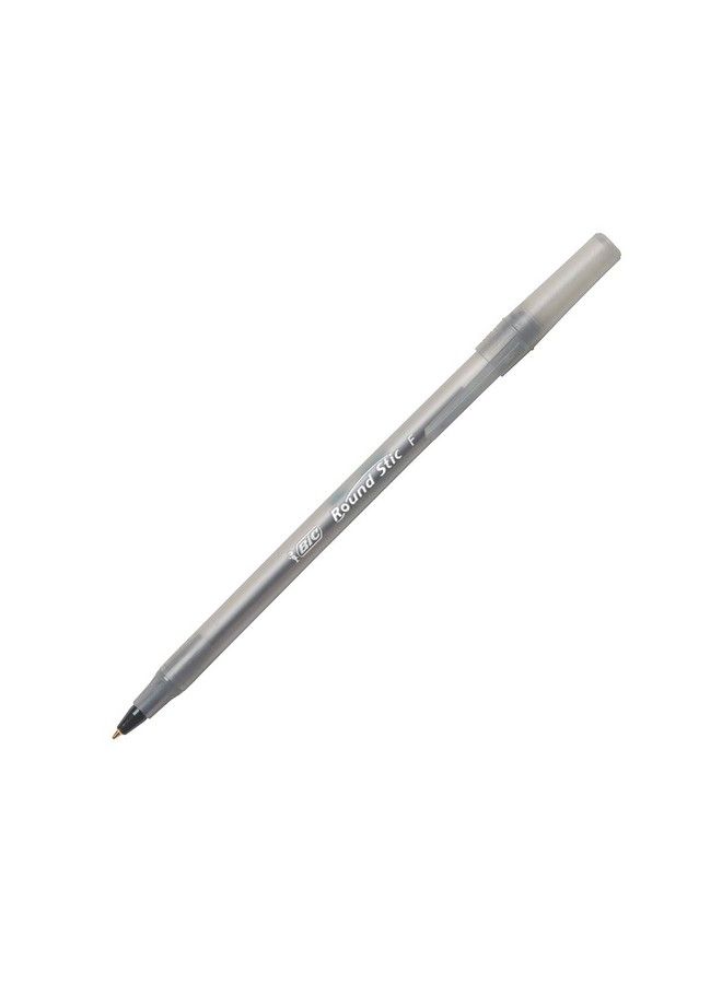 Bic أقلام حبر جاف® Round Stic® بنقطة رفيعة 0.8 مم أسطوانة شفافة حبر أسود عبوة من 12 - Image 3
