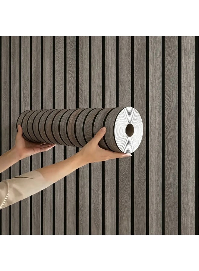 Grey Grid Peel and Stick Wallpaper, Thick Faux Plaid Design, Waterproof Wall Decor - Image 3