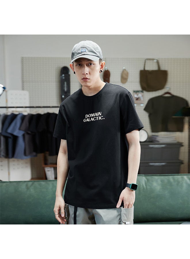 Tonlion Summer Men's Short-sleeve T-shirt With Chest Letter Print, Black, M - Image 4