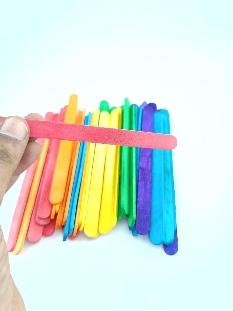 advancedestore Natural Ice Cream Popsicle Sticks for School Projects Pack of 300 300 Multicolour Wooden Sticks - Image 4