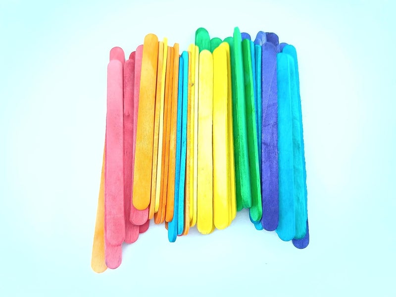 advancedestore Natural Ice Cream Popsicle Sticks for School Projects Pack of 300 300 Multicolour Wooden Sticks - Image 3
