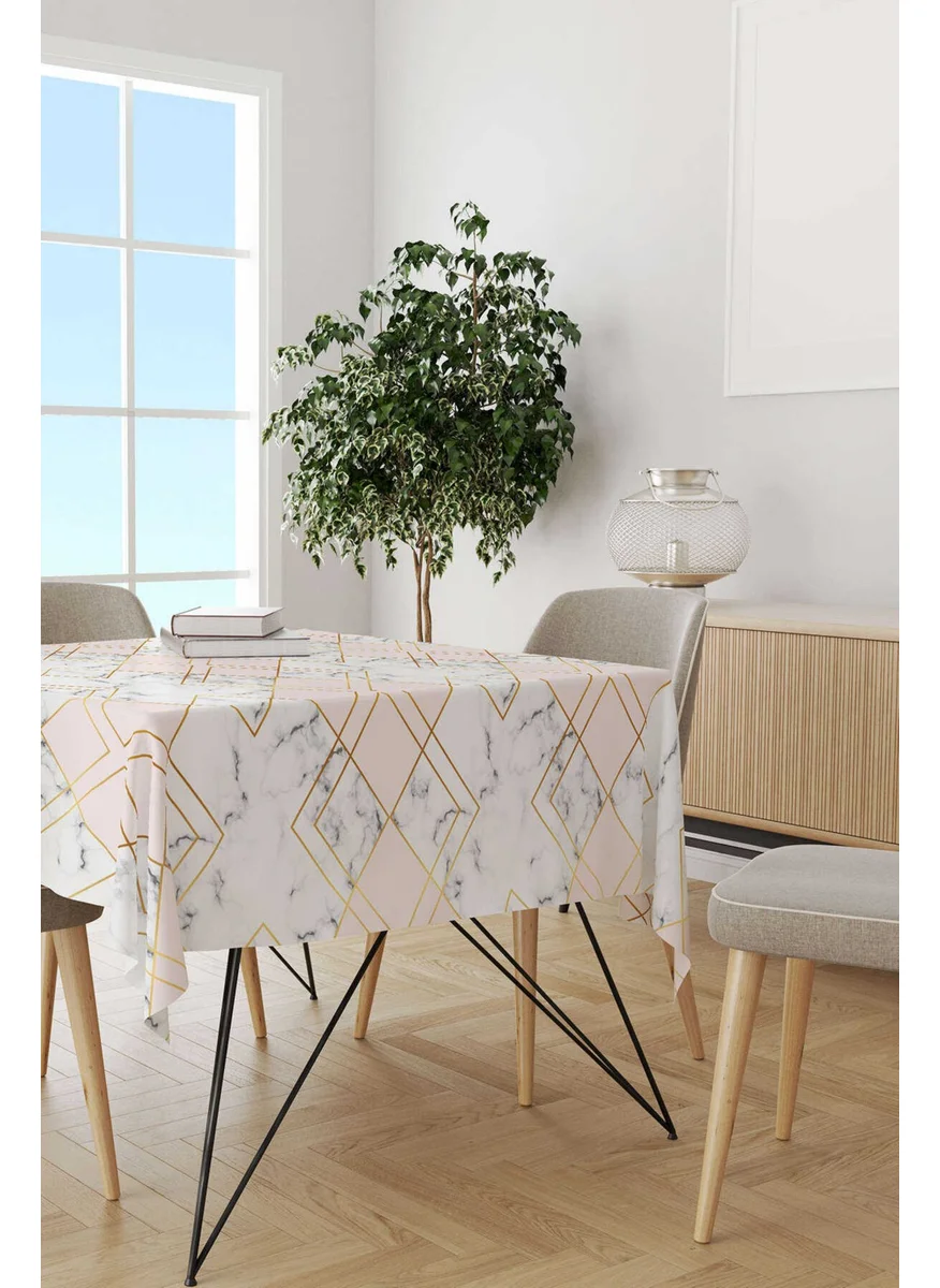 Cango Home Gray Pink Decorative Abstract Marble Patterned Digital Printed Tablecloth YLMS89-MS