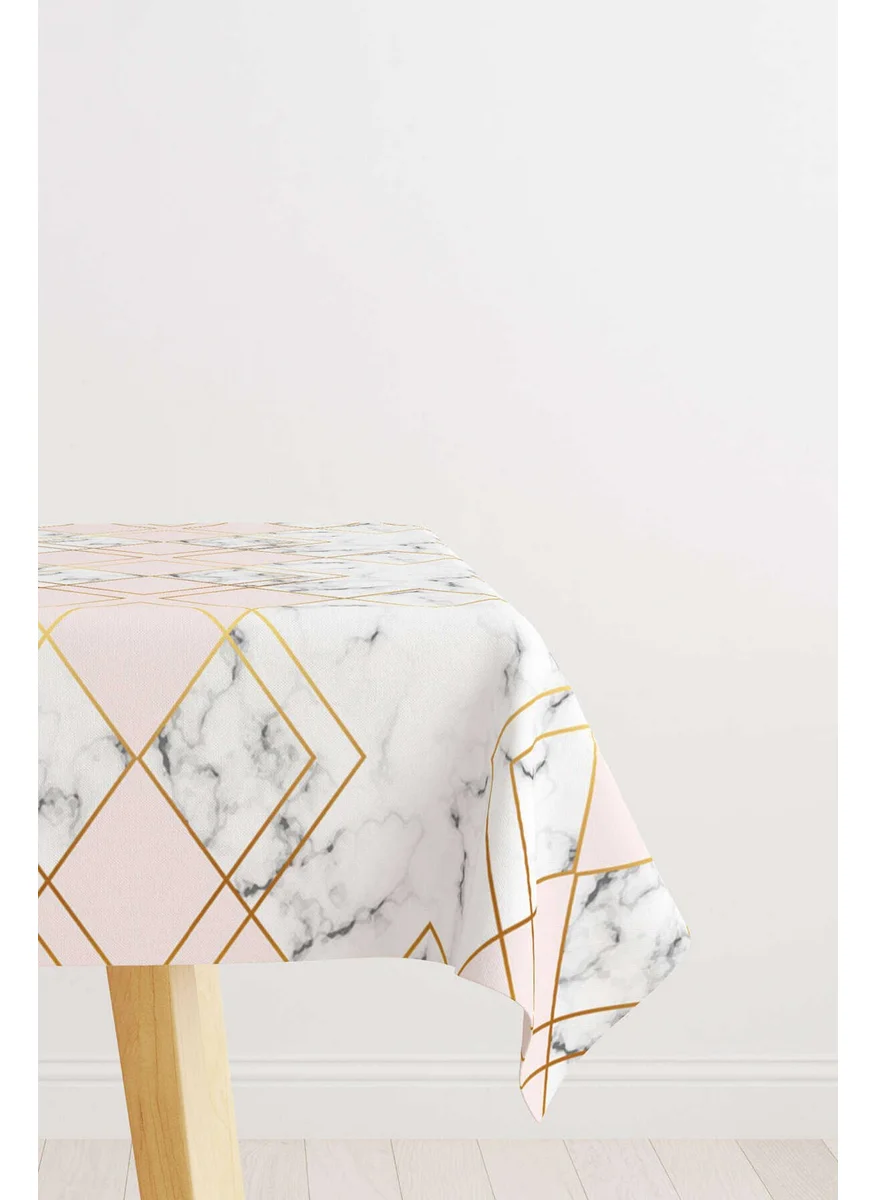 Cango Home Gray Pink Decorative Abstract Marble Patterned Digital Printed Tablecloth YLMS89-MS