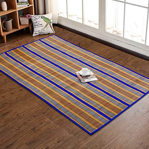 HOKIPO Classic Contemporary Chatai Mat (Black, Madurkathi, Rivergrass, 6X3 Feet, Rectangular) - Image 1