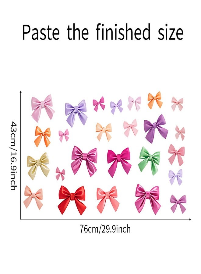 Saomour Trendy Colorful Bow Wall Stickers Multiple Colors Bow Knot Wall Decals for Girls Party Home Bedroom Nursery Room Wall Decor - Image 4