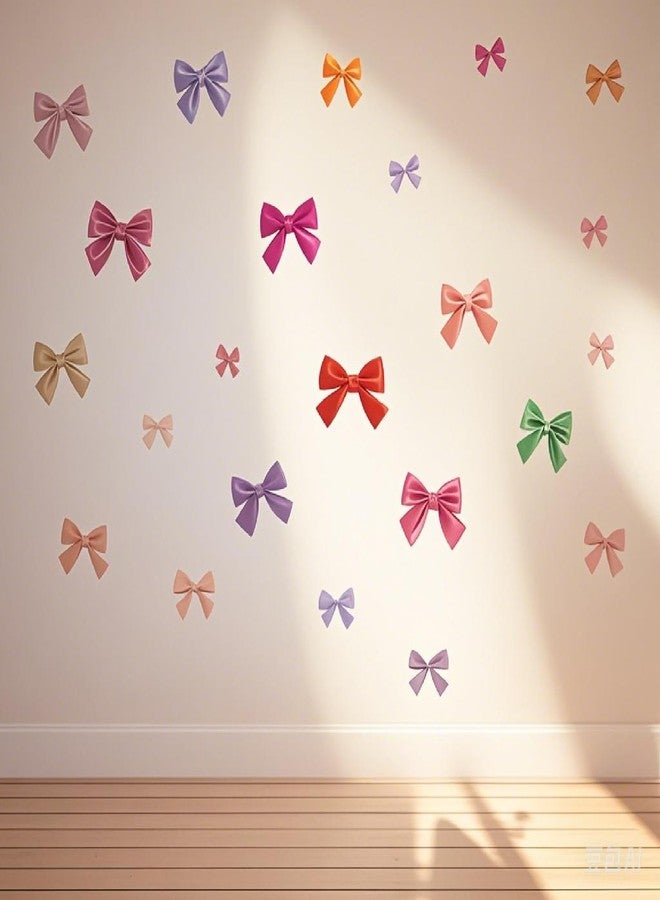 Saomour Trendy Colorful Bow Wall Stickers Multiple Colors Bow Knot Wall Decals for Girls Party Home Bedroom Nursery Room Wall Decor - Image 3