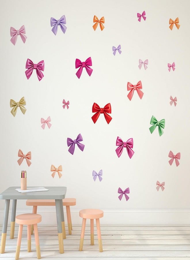 Saomour Trendy Colorful Bow Wall Stickers Multiple Colors Bow Knot Wall Decals for Girls Party Home Bedroom Nursery Room Wall Decor - Image 1