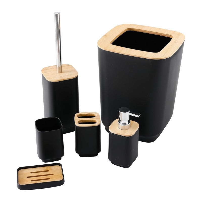 Kuber Industries 6 Pcs Bathroom Accessories Set | Toilet Brush Holder, Soap Dish, Mouth Wash Cup, Toothbrush Holder, Soap Dispenser & Dustbin for Home Kitchen & Bathroom Essential - Image 2