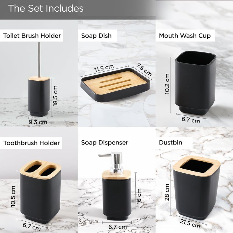 Kuber Industries 6 Pcs Bathroom Accessories Set | Toilet Brush Holder, Soap Dish, Mouth Wash Cup, Toothbrush Holder, Soap Dispenser & Dustbin for Home Kitchen & Bathroom Essential - Image 5