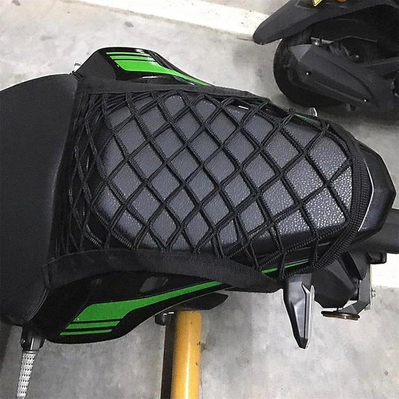 Universal Motorcycle Luggage Net Black Cargo Mesh Web Bungee For Helmet Fuel Tank - Image 2