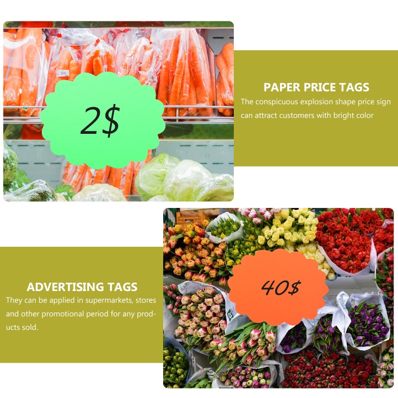 40PCS سعر العملي تسمية الفلورسنت ورقة السعر علامات الانفجار شكل التسمية - Image 2