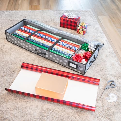 HOLDN’ STORAGE Wrapping Paper Storage Container – Fits up to 27 Rolls 1 3/8” Diam. - Underbed Gift Wrap Organizer Bags, Wrapping Paper Rolls, Ribbon, and Bows - Under Bed- Durable Material 600D - Up to 40" Rolls - Image 2