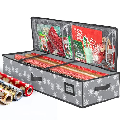 HOLDN’ STORAGE Wrapping Paper Storage Container – Fits up to 27 Rolls 1 3/8” Diam. - Underbed Gift Wrap Organizer Bags, Wrapping Paper Rolls, Ribbon, and Bows - Under Bed- Durable Material 600D - Up to 40" Rolls - Image 1