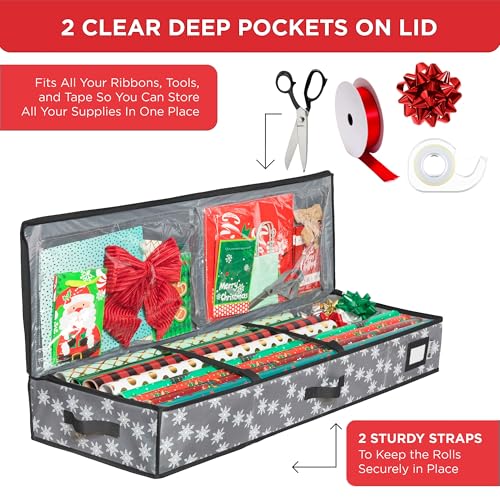 HOLDN’ STORAGE Wrapping Paper Storage Container – Fits up to 27 Rolls 1 3/8” Diam. - Underbed Gift Wrap Organizer Bags, Wrapping Paper Rolls, Ribbon, and Bows - Under Bed- Durable Material 600D - Up to 40" Rolls - Image 4
