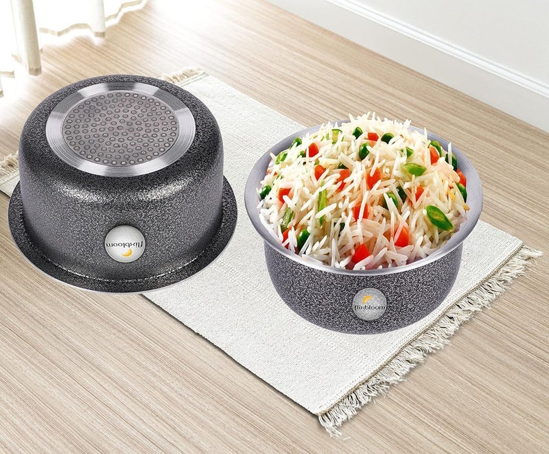FLIXBLOOM Flixbloom Ambitious Kitchen Cookware Utensil Hard Anodised Induction BottomLPG Gas Stovetop Friendly Cooking Serving TopeBhagonaHandiPatila Tope with Lid 4L6L Kitchen Set  - Image 3