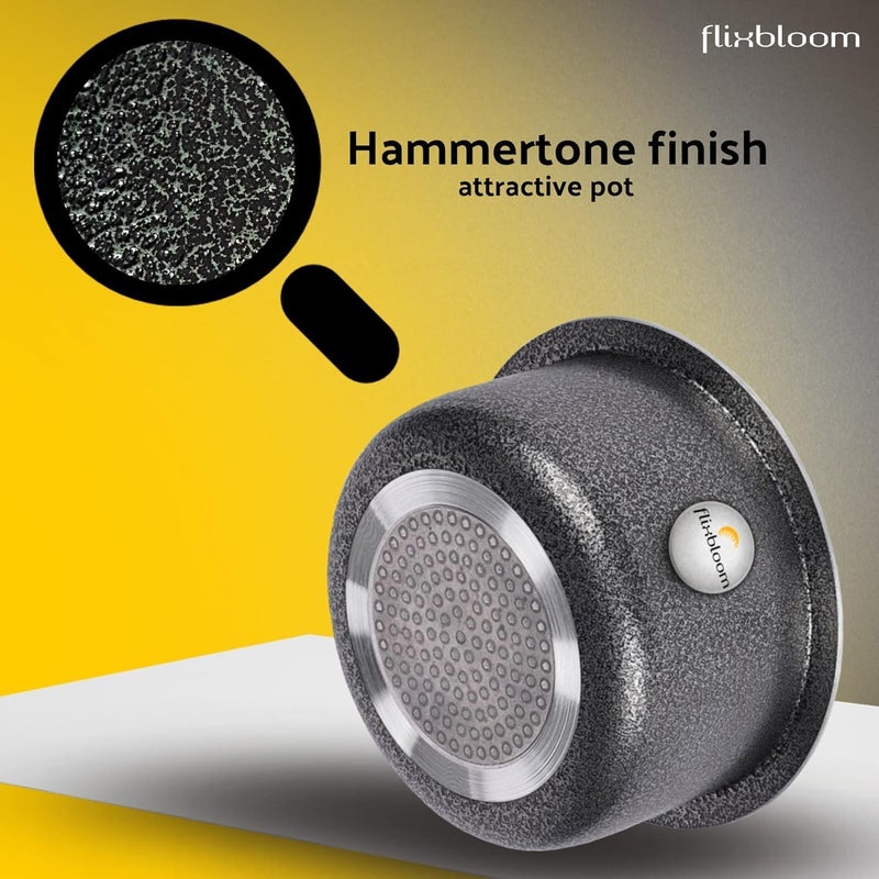FLIXBLOOM Flixbloom Ambitious Kitchen Cookware Utensil Hard Anodised Induction BottomLPG Gas Stovetop Friendly Cooking Serving TopeBhagonaHandiPatila Tope with Lid 4L6L Kitchen Set  - Image 5