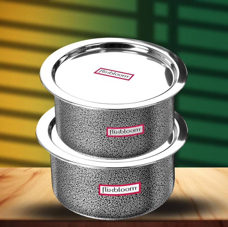 FLIXBLOOM Flixbloom Ambitious Kitchen Cookware Utensil Hard Anodised Induction BottomLPG Gas Stovetop Friendly Cooking Serving TopeBhagonaHandiPatila Tope with Lid 4L6L Kitchen Set  - Image 1