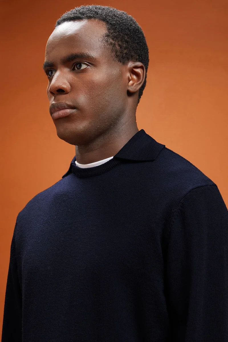 دوبل غانغر Men's crew neck jumper - DK Blue