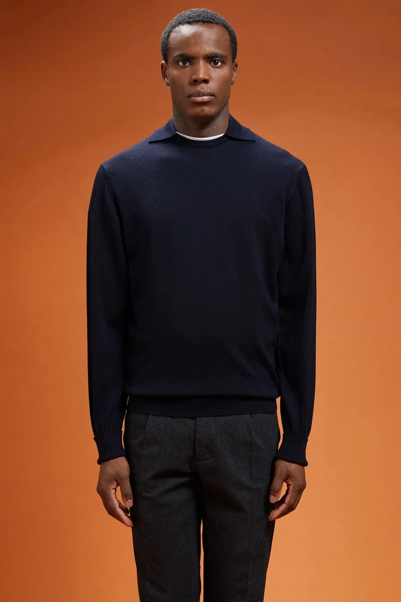 دوبل غانغر Men's crew neck jumper - DK Blue