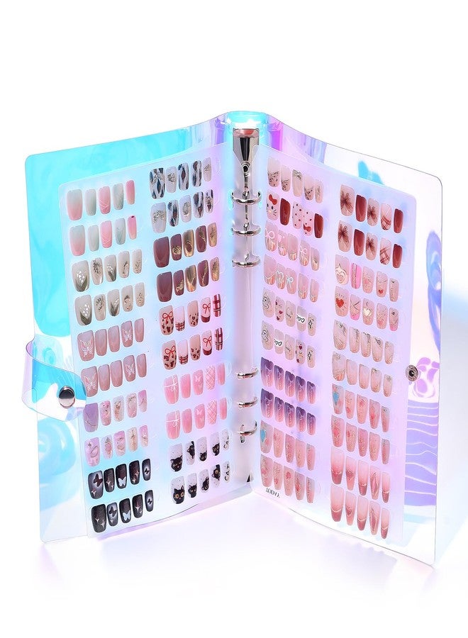 KADS Holographic Press-On Nails Organizer Book - 2 Double-Sided Storage Pages with Adhesive Backing, Includes 60 Pre-Cut & 1 Roll 300cm Double-Sided Tape for Nail Artists & DIY Enthusiasts - Image 2