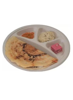 Shop & Shoppee SHOP & SHOPPEE Eco-Friendly, Safe & Hygienic Plate with 4 Sections Round Shape Dinner Plate (Pack of 25, Microwave Safe)  - Image 3