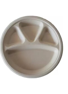 Shop & Shoppee SHOP & SHOPPEE Eco-Friendly, Safe & Hygienic Plate with 4 Sections Round Shape Dinner Plate (Pack of 25, Microwave Safe)  - Image 2