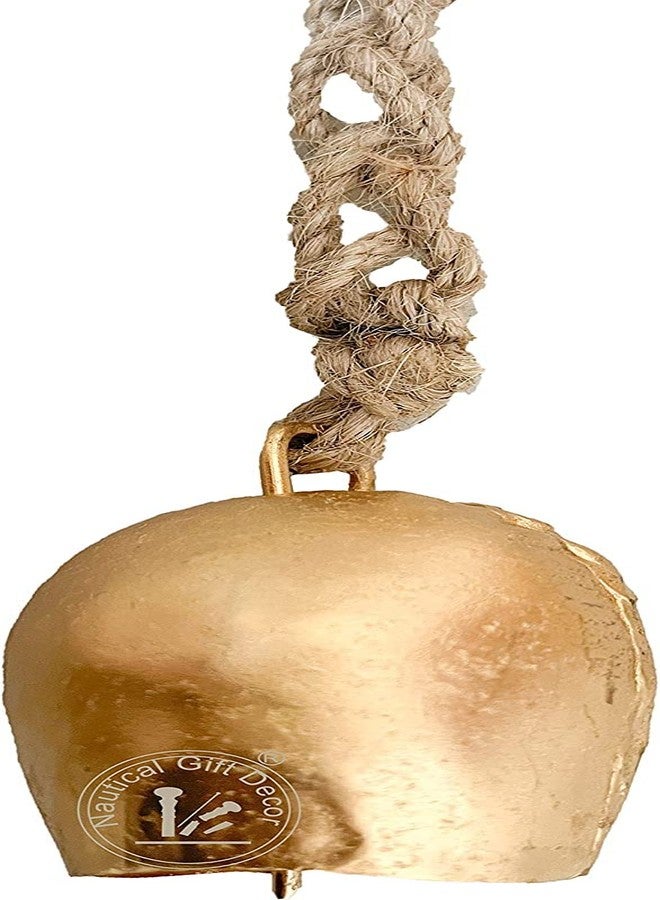 RIYLBEX Christmas Gold Metal Bells with Jute Hanging Rope Set of 4 Vintage Decorative Bell Chime Wall Hanging Brass Finish Home Decor Bells for Christmas, Easter & Winter Holiday - Image 5