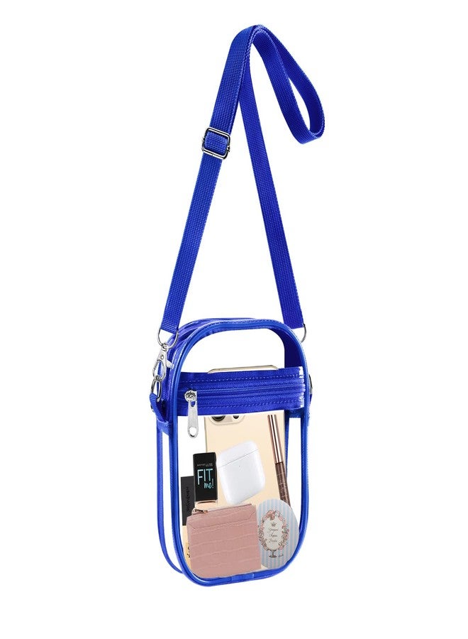 Fibrdoo Clear Crossbody Purse Bag, Clear Bag Stadium Approved with Front Pocket for Concerts Sports Festivals (Blue-small) - Image 1