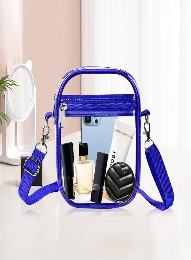 Fibrdoo Clear Crossbody Purse Bag, Clear Bag Stadium Approved with Front Pocket for Concerts Sports Festivals (Blue-small) - Image 5