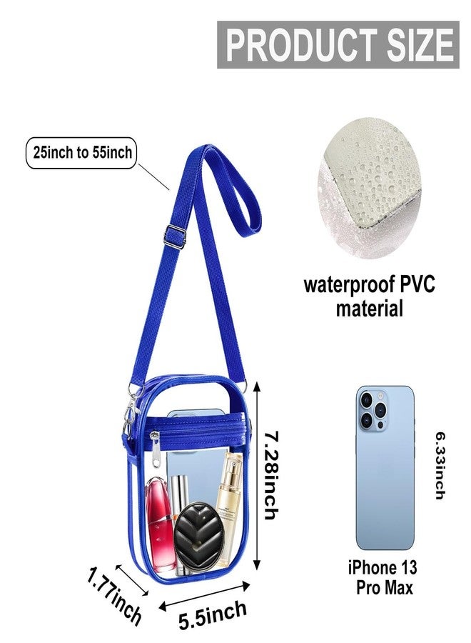 Fibrdoo Clear Crossbody Purse Bag, Clear Bag Stadium Approved with Front Pocket for Concerts Sports Festivals (Blue-small) - Image 2