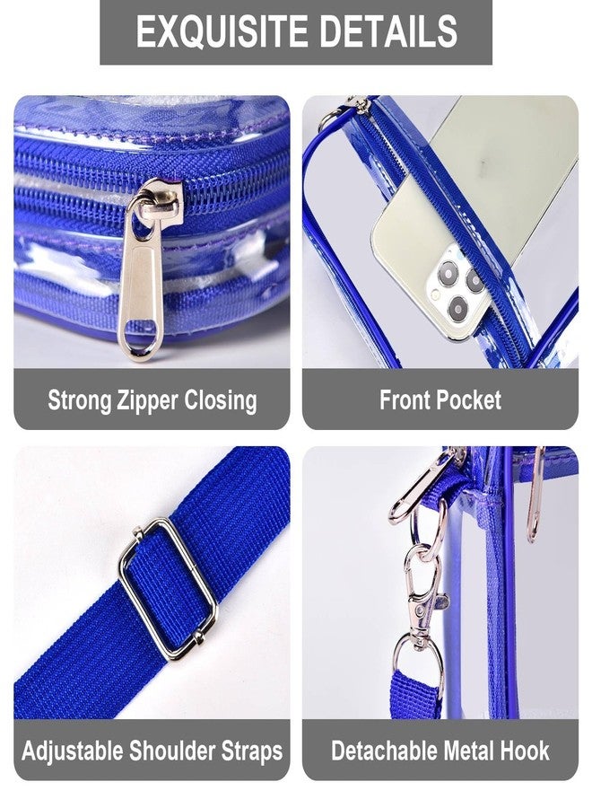 Fibrdoo Clear Crossbody Purse Bag, Clear Bag Stadium Approved with Front Pocket for Concerts Sports Festivals (Blue-small) - Image 3