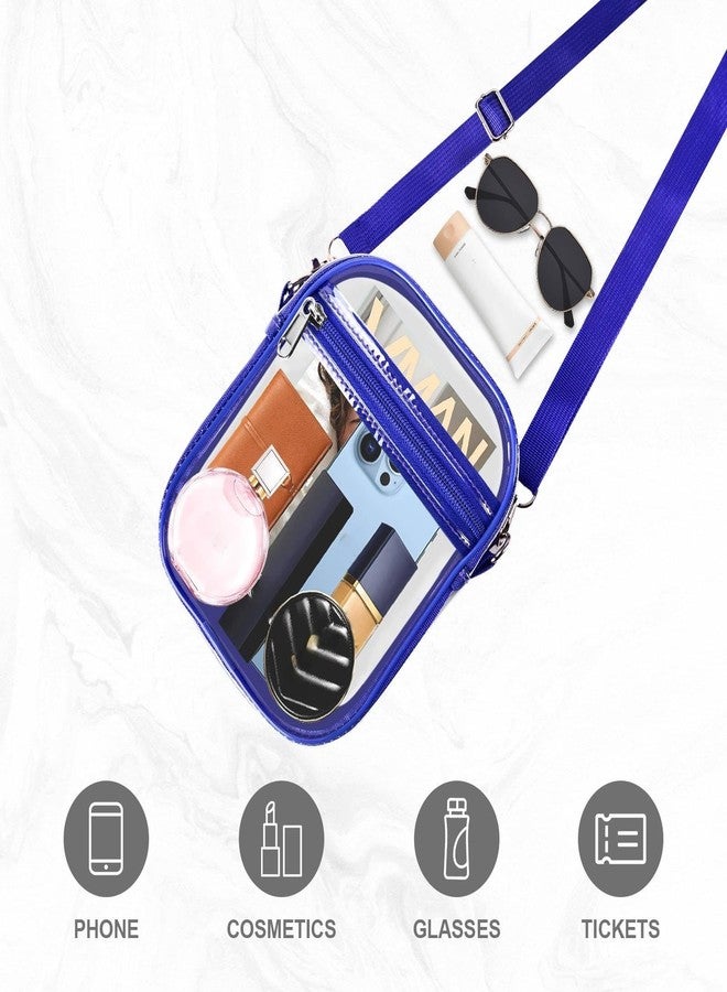 Fibrdoo Clear Crossbody Purse Bag, Clear Bag Stadium Approved with Front Pocket for Concerts Sports Festivals (Blue-small) - Image 4
