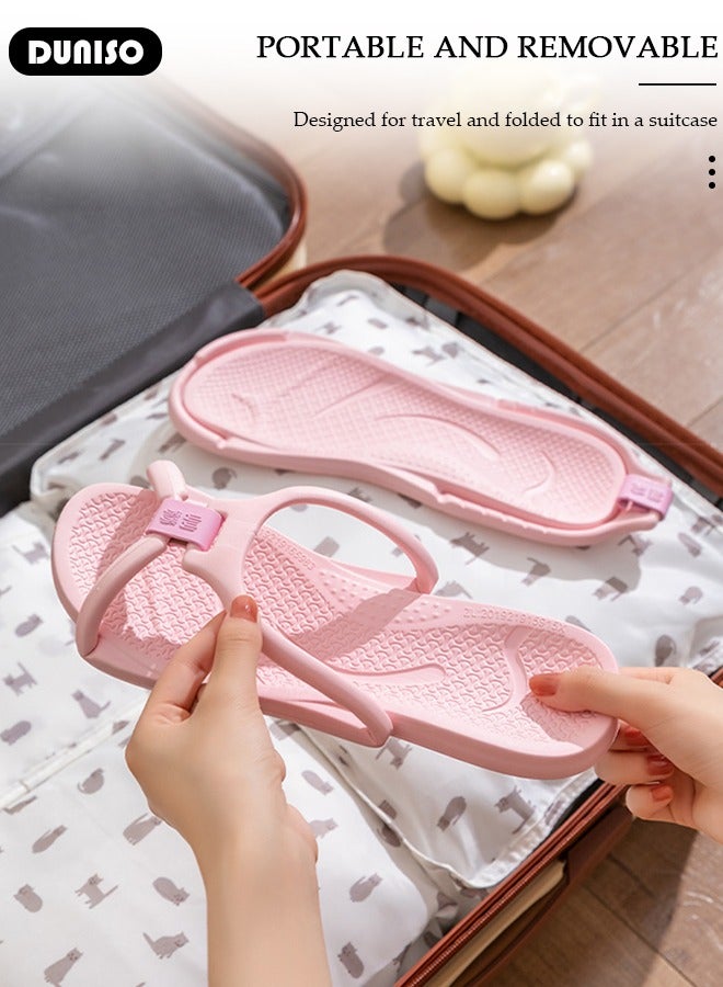 DUNISO Foldable Flip Flops For Men And Women,Slim Flip Flop Slipper, Casual Flat Sandals for travel, Lightweight and Comfortable Walking Sandal,Summer Beach Quick-Dry Flat Sandals - Image 2