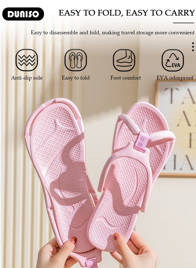 DUNISO Foldable Flip Flops For Men And Women,Slim Flip Flop Slipper, Casual Flat Sandals for travel, Lightweight and Comfortable Walking Sandal,Summer Beach Quick-Dry Flat Sandals - Image 3