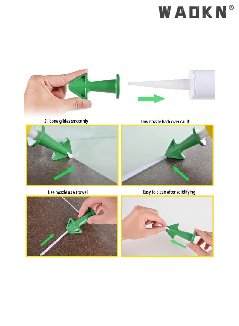 WAOKN 15 Piece Set of Caulking Remover Tool Kit Filling Tools Vacuum Silicone Nozzle Application, 3-in-1 Silicone Caulk and Plastic Scraper for Kitchen, Bathroom, Window and Sink Joint Green - Image 5