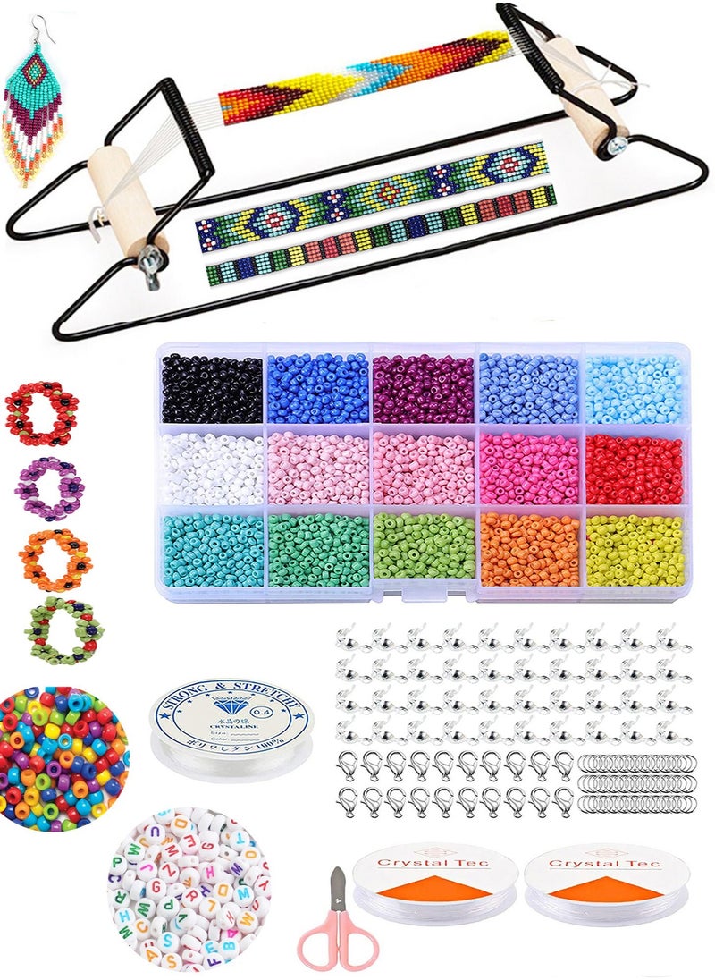 Mountain Gems Frame Bead Loom Kit for Beaded Bracelets Earrings Belts Making Includes Seed Beads  - Image 1