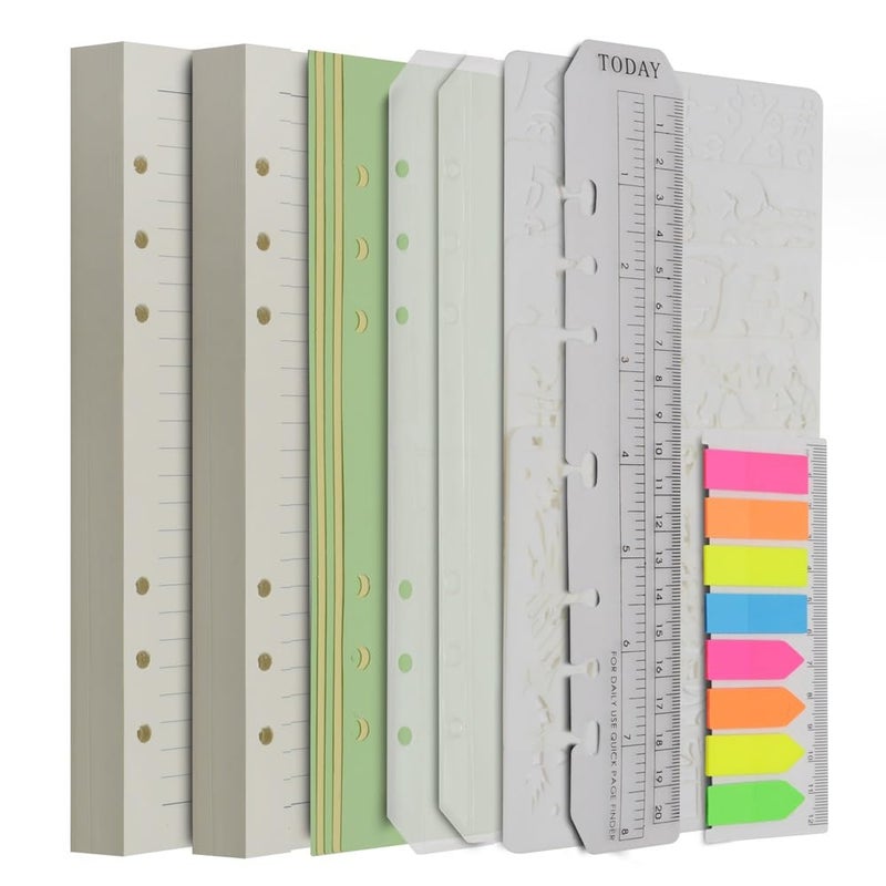 Wonderpool 320 Pages Ruled/Lined Paper Refill A5 Inserts Binder Loose Leaf Paper, Dividers, Pocket, Neon Page Marker, Bookmark, Stencils for Refillable 6 Ring Binder Journal Notebook Diary Planner(A5) - Image 1
