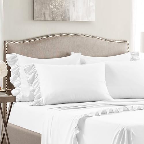 Lush Decor Reyna Ruffle, Full, White 6 Piece Set - Image 2