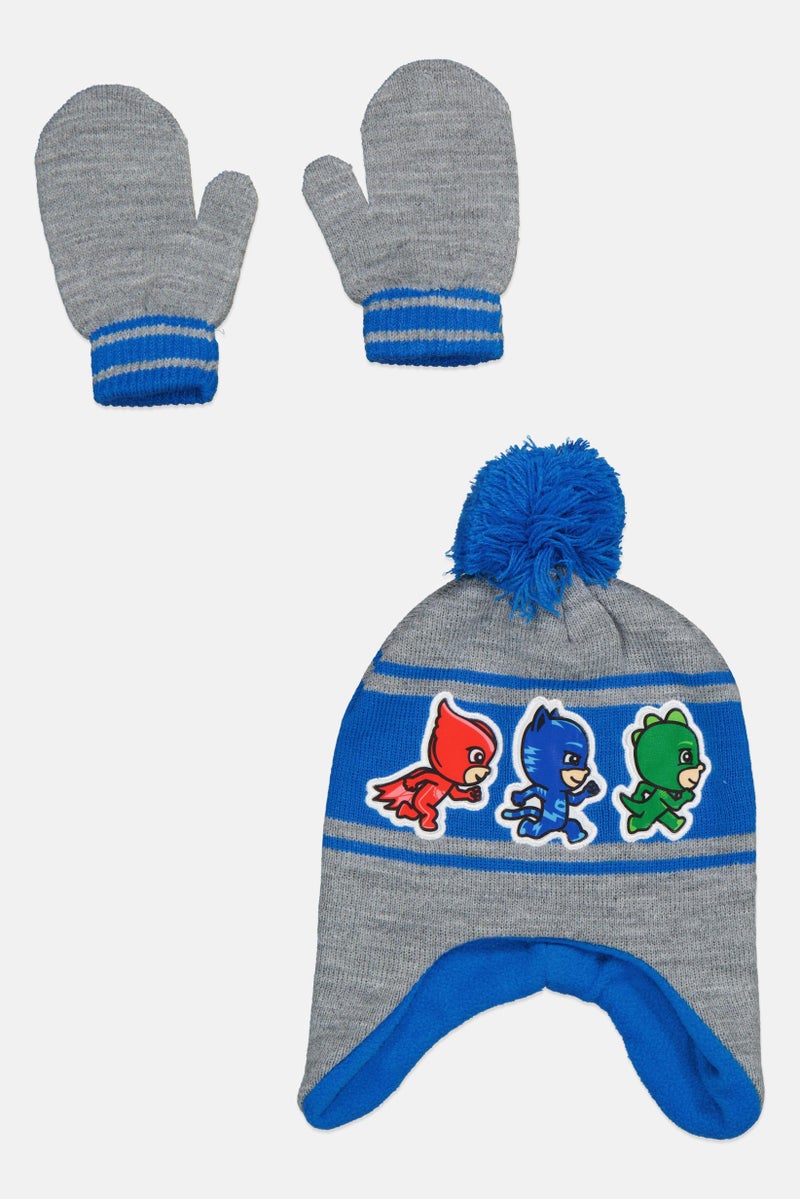 PJMASKS Toddlers Boy 2 Pcs Beanie And Winter Gloves, Navy - Image 1