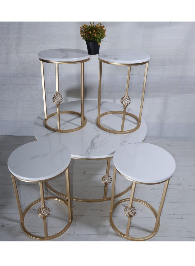 5-Pcs Round Shape Coffee Table Set - Image 2