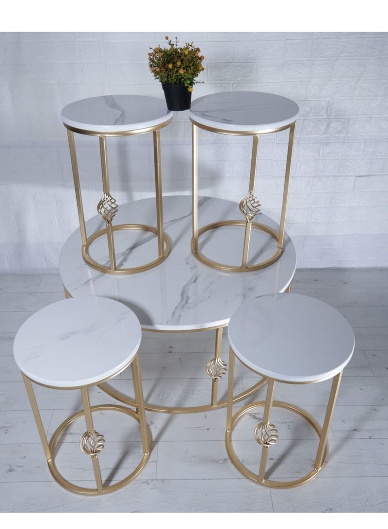 5-Pcs Round Shape Coffee Table Set - Image 1