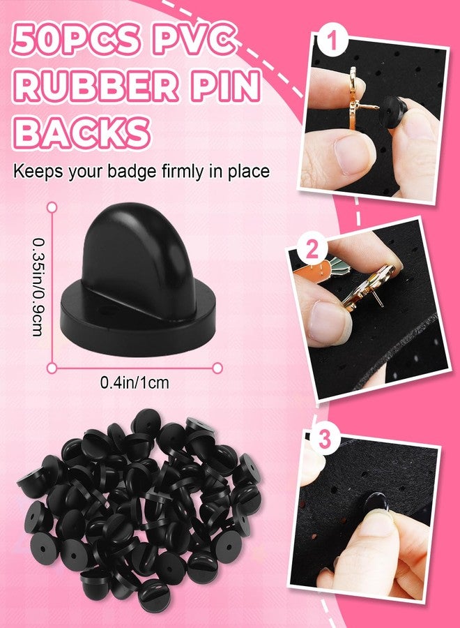 UCEC 8-Page Pin Book & 50 PCS Pin Backs, A5 Pin Binder for Pins Brooches and Badges, Black Button Pinfolio Trading Organizer Book with Clear PVC Cover, Portable Enamel Display Book for Collectors - Image 2