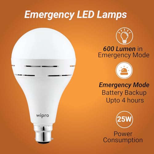 Wipro Garnet 20w LED Emergency Bulb | Cool Day White (6500K) | B22 | Inverter Bulb for Home | Upto 10 Hours Back up with dimmable Modes | Li-ion Battery | Over Charging Protection | Pack of 2 - Image 3