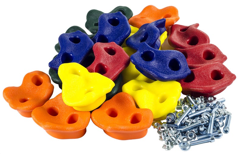 Squirrel Products 20 Extra Large Deluxe Rock Climbing Holds with Mounting Hardware - DIY Rock Wall Comes with Mounting Hardware - Ages 3+ - Image 1